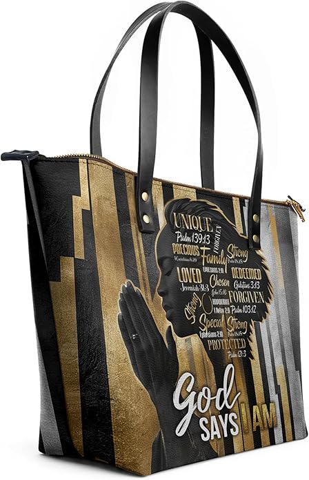 Afroyla Afrocentric Art Totebag for Black Women – Premium Leather, Work & Everyday Bag, Ideal Gift for Her on Mother's Day