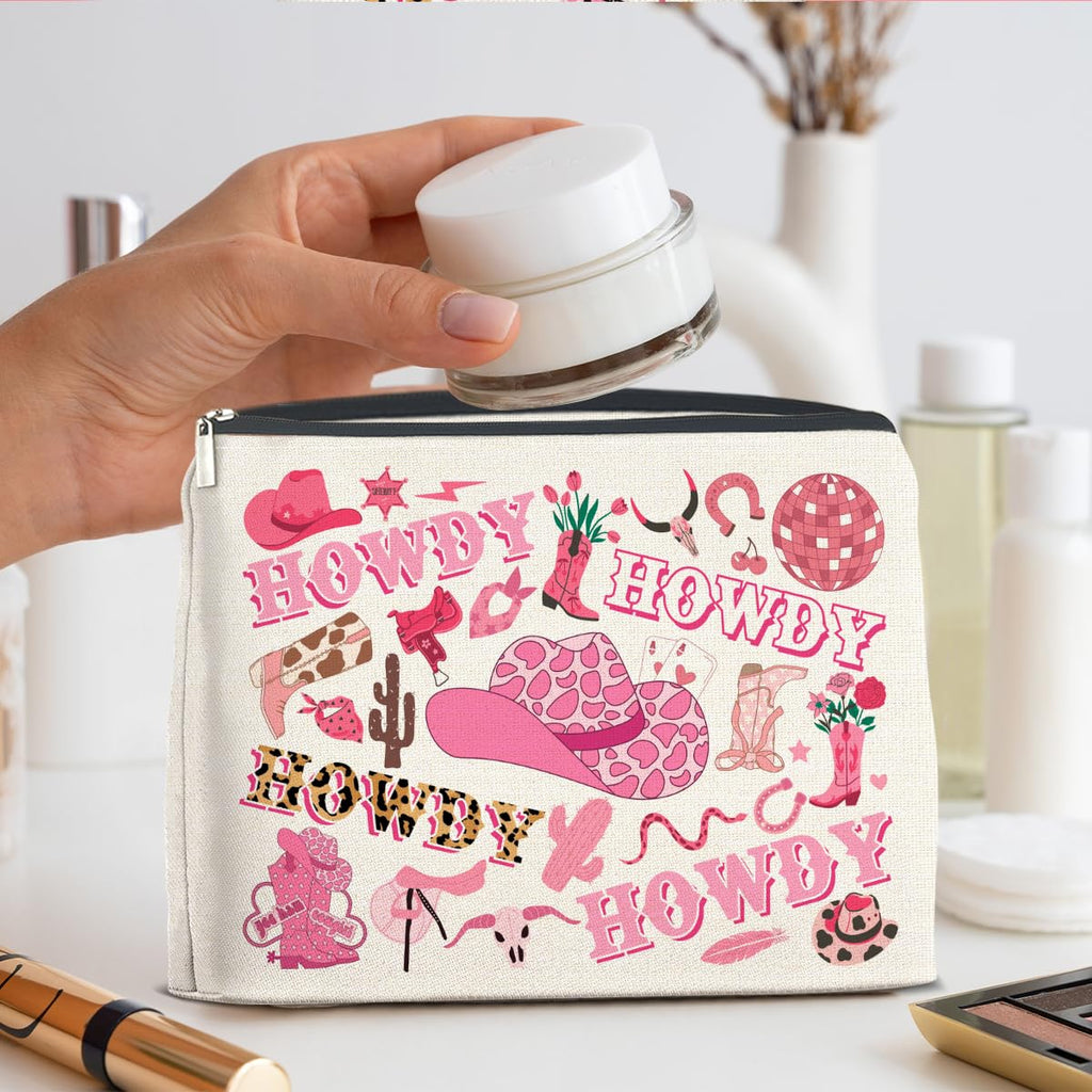 UPNEGE Cowgirls Gifts Western Howdy Makeup Bag for Teens Women