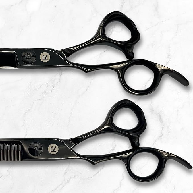 Saki Shears 7 Inch Katana Hair Cutting Scissors for Professionals - 440C Steel With Black Titanium Finish (7" Hair Cutting Shears) (Left Hand, 5.5" Set)