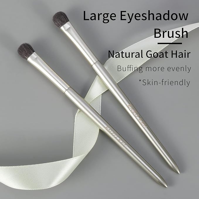 ENZO KEN Natural Goat Hair Eye Shadow Brush, Large Smudge Eyeshadow Brush, Shader Eye Shadow Brushes, Eye Shader Brush, Single Eyeshadow Brushes, Eyeshadow Blending Brush, Single Makeup Brushes. E203L