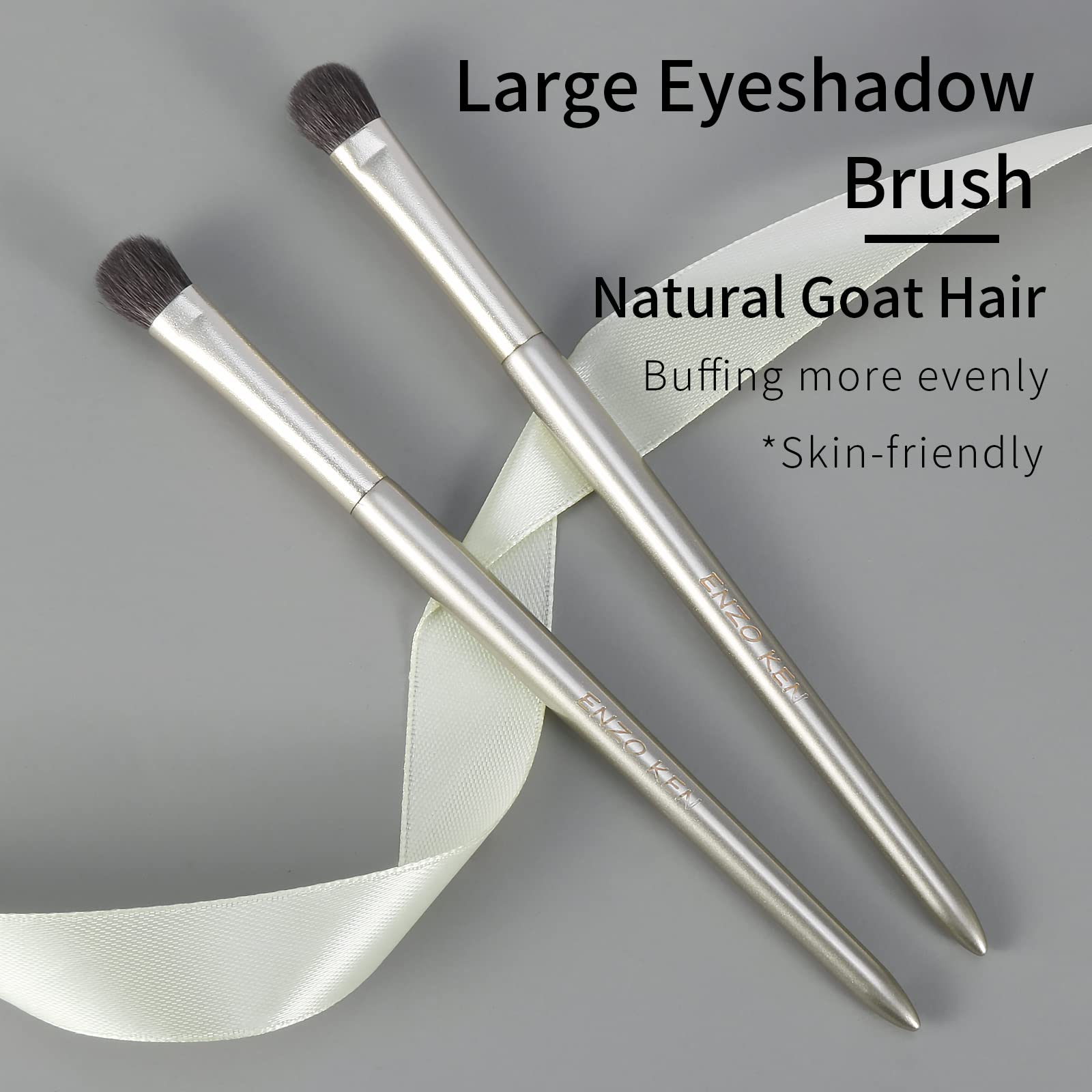 ENZO KEN Natural Goat Hair Eye Shadow Brush, Large Smudge Eyeshadow Brush, Shader Eye Shadow Brushes, Eye Shader Brush, Single Eyeshadow Brushes, Eyeshadow Blending Brush, Single Makeup Brushes. E203L