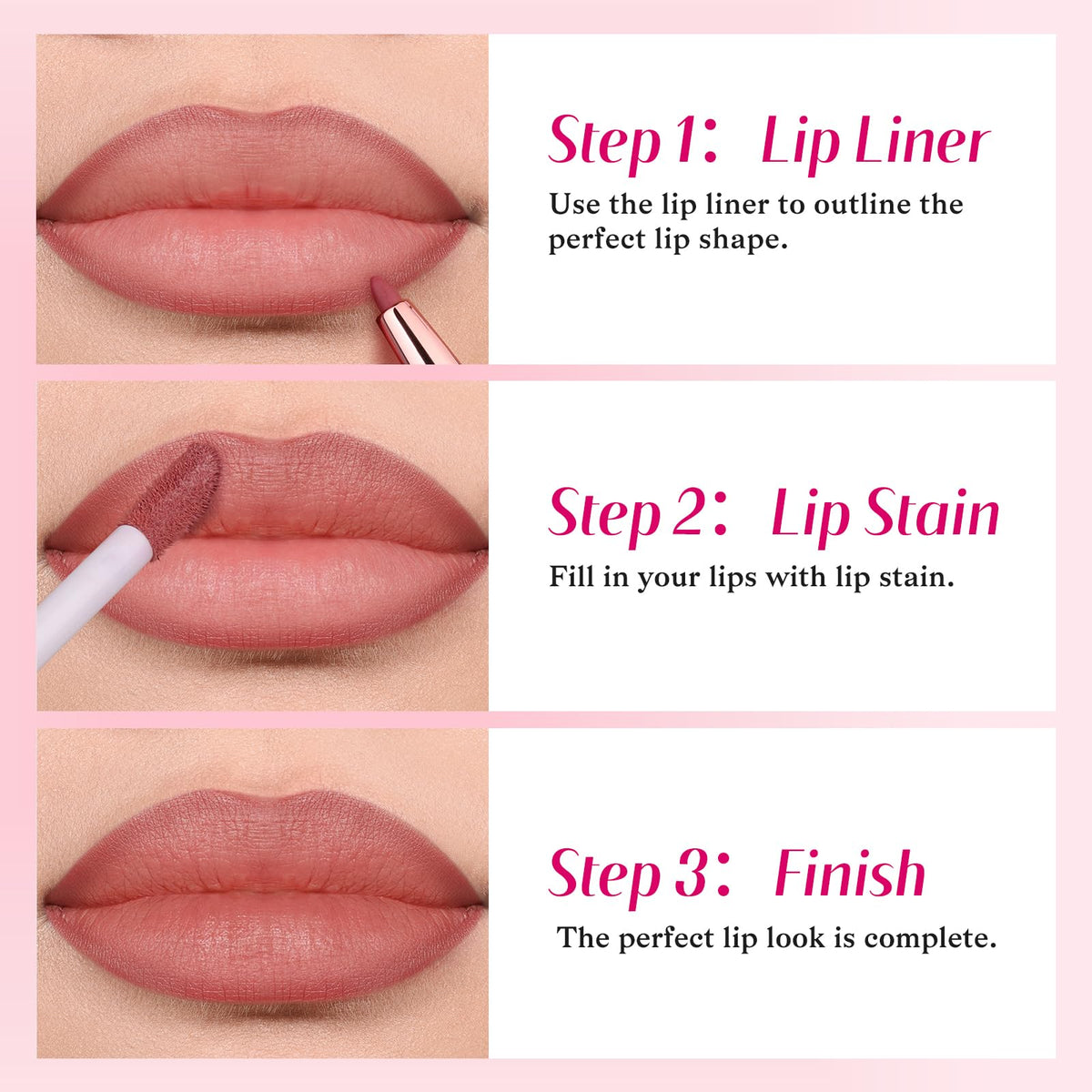 bayfree 2-IN-1 Lip Liner and Lip Stain, High Pigmented Long Lasting Velvet