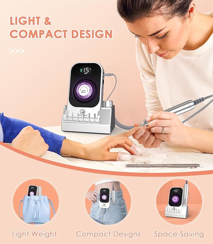 Portable Electric Nail Drill Machine: 40000RPM Professional E-File