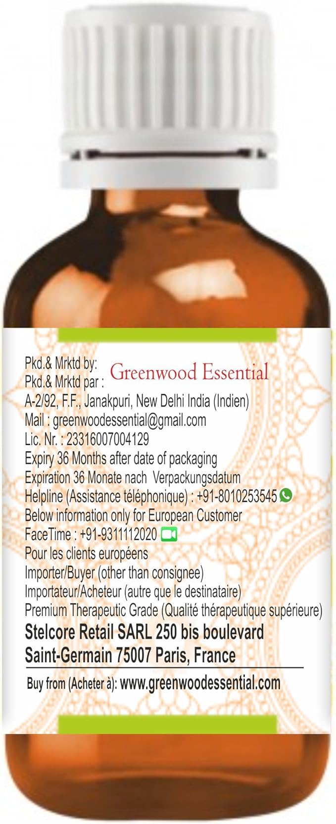 Greenwood Essential Pure Basil Essential Oil (Ocimum basilicum) Steam Distilled 30ml (1 oz)