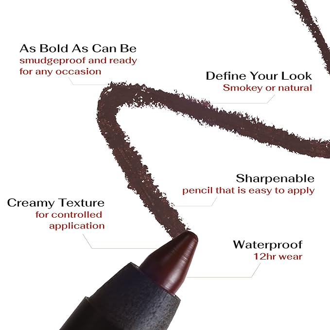 K7L Brown Eyeliner Pencil, Longwear, Waterproof, Smudge-Proof