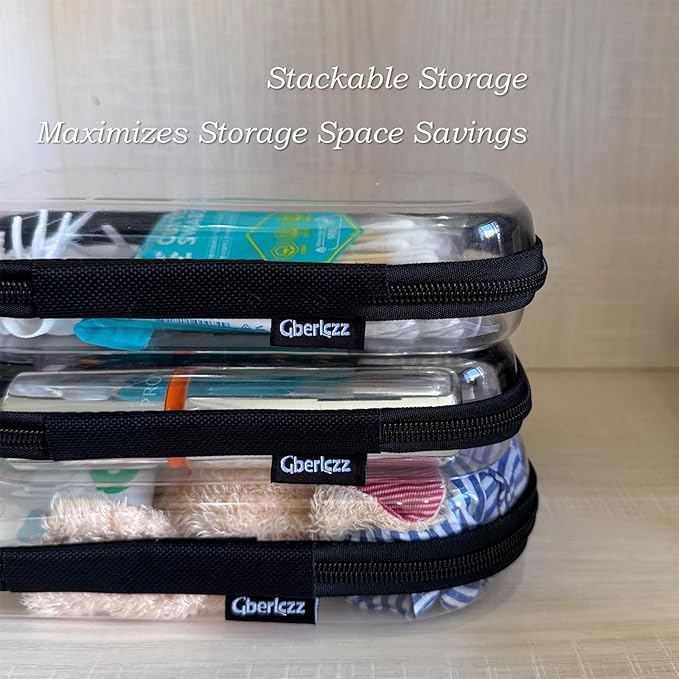 Gberlczz Clear Zipper Pouches for Organizer, Waterproof Hard Clear Zipper Case, Hard Plastic Pouch with Zippered