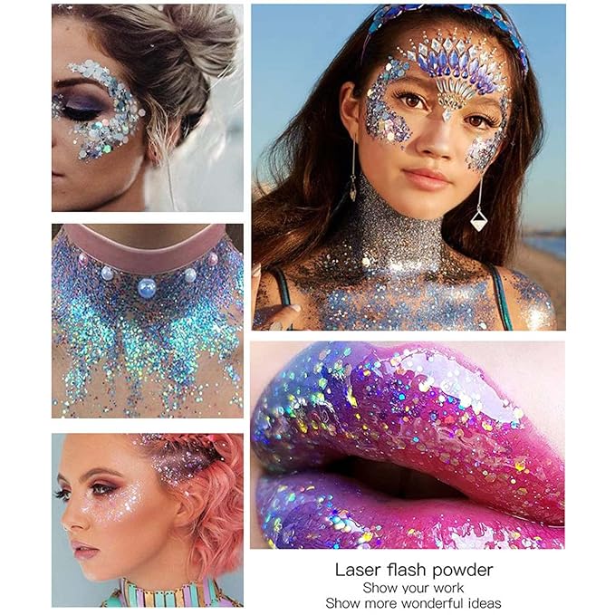 DAGEDA White Body Glitter Gel, Sparkly Hair Face Glitter Makeup Accessories