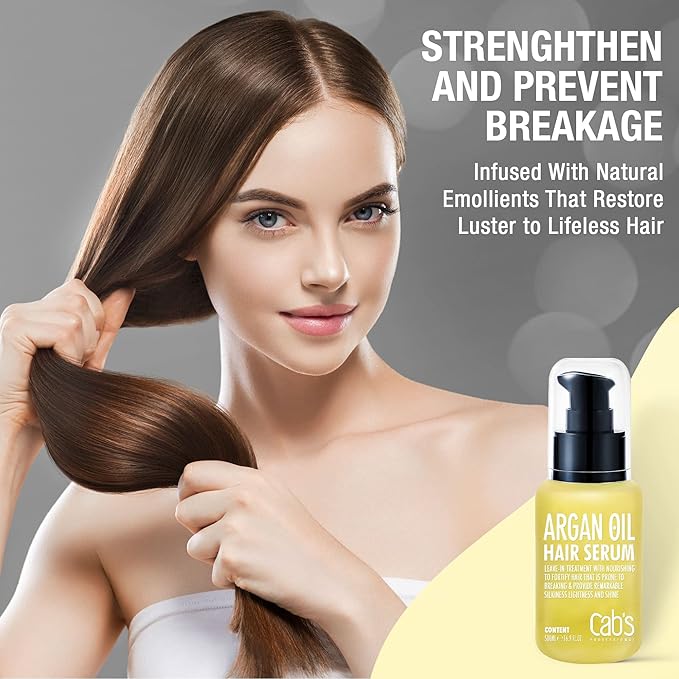 Cab's Silk Essence with Argan Oil & Coconut Oil | Color-Protection Treatment for Dry, Frizzy & Curly Hair | Hair Serum for Growth & Shine