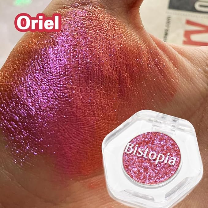 Bistopia Holographic Glitter Single Eyeshadow, Pearlescent Shimmer Metallic Cream Powder Eye Makeup, Blendable Long Lasting Waterproof, Multi-Use Face Highlighter, 2g (Oriel)