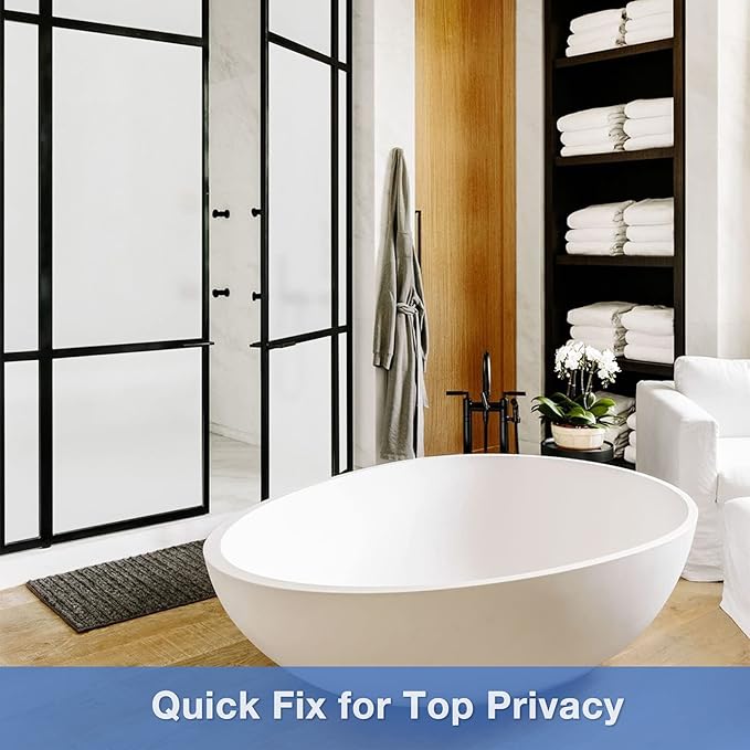 Volcanics Frosted Glass Window Privacy Film with Installation Tools, Removable Static Cling Bathroom Window Film, Heat Control UV Blocking, Peep-Proof, Ideal for Home Office 35.4 x 78.7 Inches