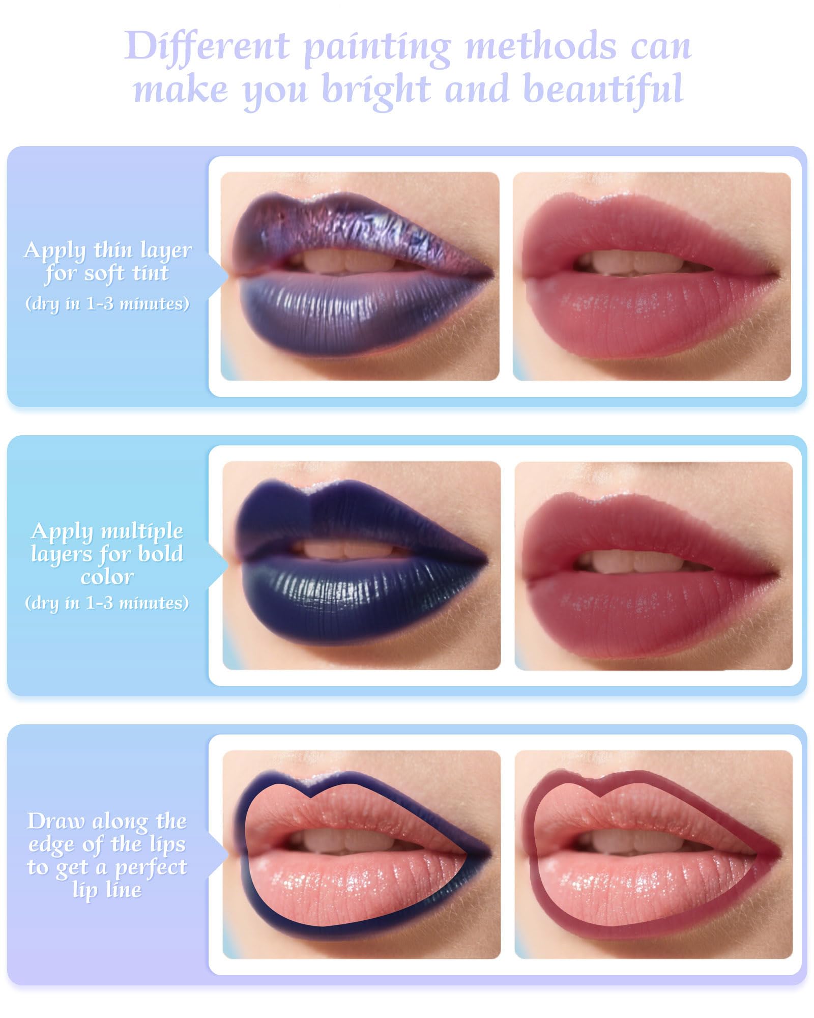 Berinist Lip Stain Masque Lip Liner Stain Long Lasting Waterproof Lip Tint Stain Semi-Permanent Lip Tattoo Transfer Proof Non-Drying Matte Finish Suitable for Women's Daily Lip Makeup