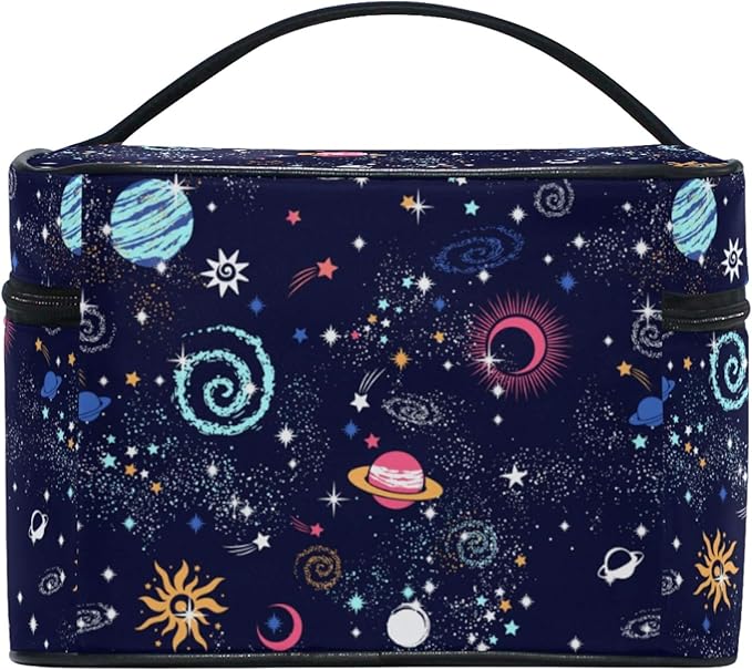 MNSRUU Makeup Bag, Space Galaxy Travel Makeup Organizer Bag Cosmetic Cases Toiletry Bags for Girl Women Ladies