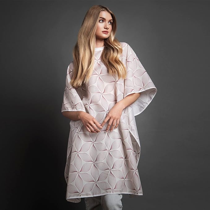 Fromm Professional Client Hair Styling and Hair Cutting Cape, PFAS-free Water and Stain Repellent Coating, for Shampoo Bowl and Wet/Dry Cutting, 44" x 58", Petals Pattern