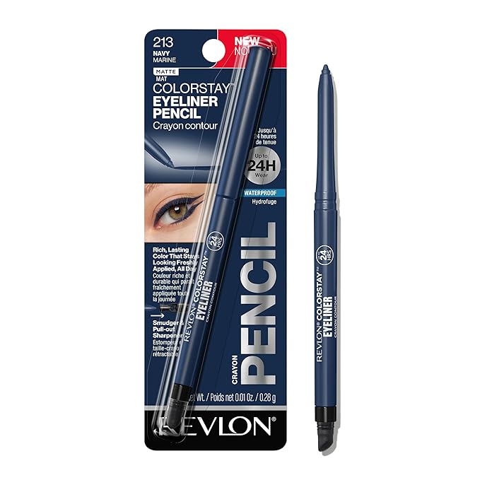 REVLON ColorStay Pencil Waterproof Eyeliner, 213 Navy, 0.01 oz