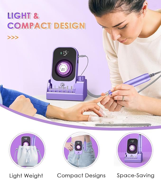 Portable Electric Nail Drill Machine: Professional File Machine 40000RPM