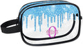 KFNHN Custom Makeup Toiletry Bag, Personalized Clear Travel PVC Cosmetic Organizer Case Portable Bag with Zipper, Light Sky Blue Fluid Shape Sparkly Glittery