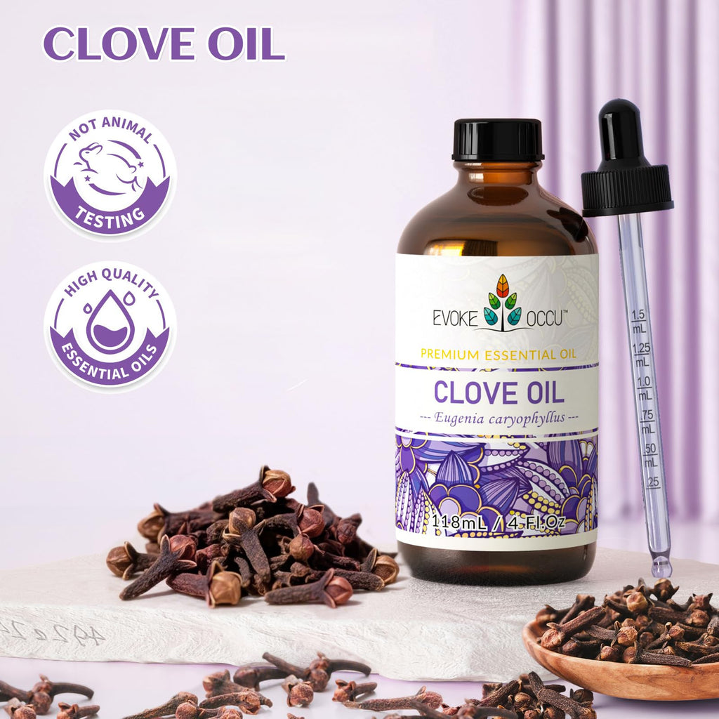 EVOKE OCCU Clove Essential Oil for Teeth and Gums, Diffuser, Oral Care
