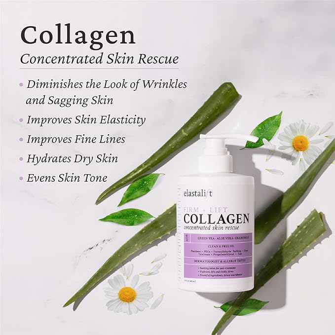 Elastalift Collagen Serum for Face + Body Cream & Face Moisturizer Skin Care Bundle, Face Serum + Body Lotion for Skin to Lift, Plump, & Firm Sagging Skin, 2-Piece Set