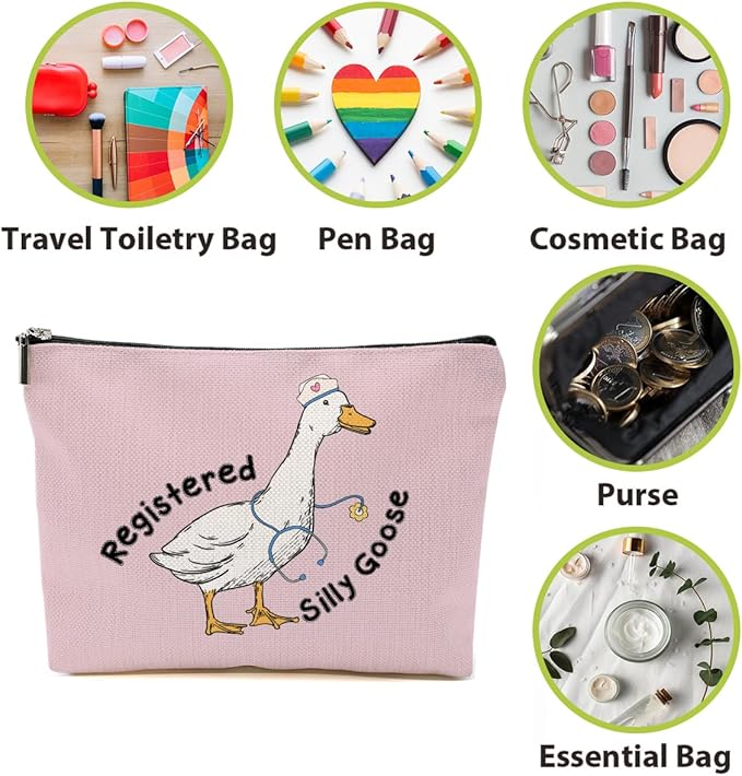 BQXH Nurse Practitioner Gifts Makeup Bag, Funny Goose Cosmetic Bag