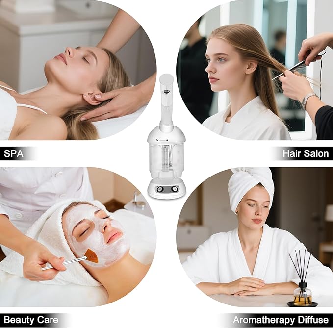 DKURQG Nano Ionic Facial Steamer with Removable Water Cup (White)