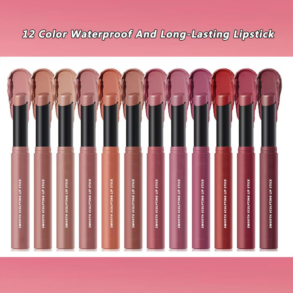 TWLBXMG Matte Lipstick Single, Long Lasting Waterproof Velvet Lipsticks, High Pigment Non-Stick Cup Not Fade Lipstick for Women，Quick Makeup Lightweight Portable # 01