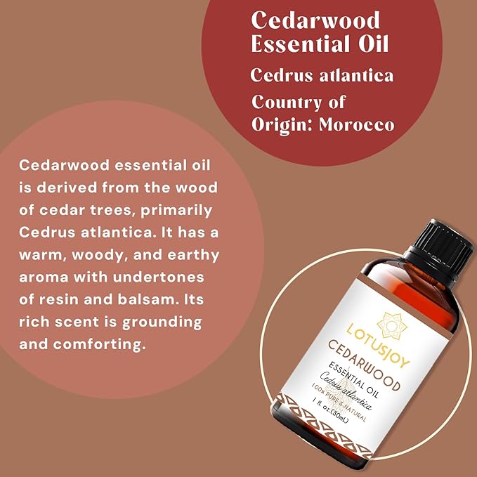 LOTUSJOY Cedarwood Essential Oil for Diffuser Room Spray Household - 1 Oz