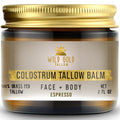 Wild Gold Tallow 100% Grass Fed Tallow Balm with Colostrum & Emu Oil - Handmade Whipped Beef Tallow for Face and Body, Sensitive Skin Tallow Moisturizer made with True First Colostrum, (Unscented)