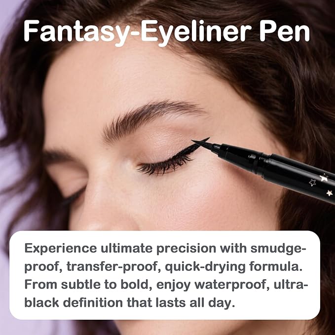 OZ LAB Beauty Fantasy Eyeliner Pen – Ultra-Fine Felt Tip, Waterproof & Smudge-Proof Liquid Eyeliner, 24H Long Wear, Jet Black, Quick-Drying, Cruelty-Free, 0.01 FL.OZ/0.4 ML