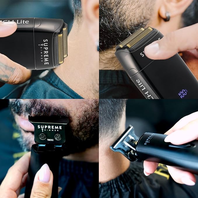 Supreme Trimmer 2-in-1 DLC T-Shaper Beard & Hair Trimmer + Crunch Lite Foil Shaver | Barber-Grade Precision & Travel Kit | Cordless Beard Grooming Set