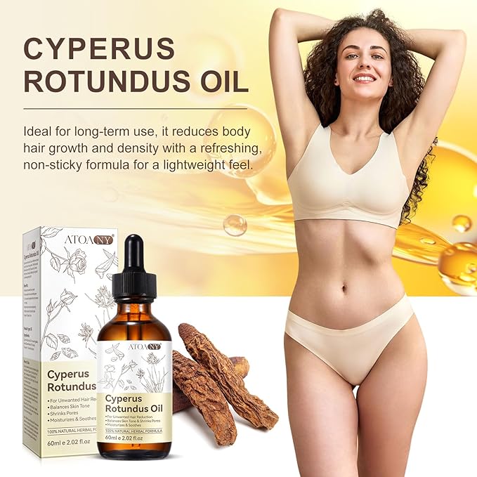 NVXNMSD Cyperus Hair Reduction Oil (2-Pack) – Natural Botanical Formula to Reduce Unwanted Hair Growth, Hydrating & Soothing Body Oil, 4 Fl oz