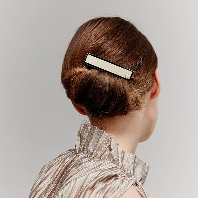 Classic Black & White Hair Barrette for Women, Middle, 3.5 inch, 1 Pcs
