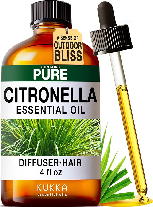 100% Pure Citronella Oil - 4 Fl Oz Citronella Essential Oil for Hair, Skin, Diffuser, Aromatherapy & DIY Soap Making Scent
