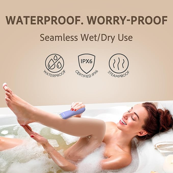 BAREWIZE Bikini Trimmer for Women, Pubic Hair Trimmer, Waterproof, USB-C Rechargeable, LED Light, Replaceable Blade, Electric Razors for Women, Electric Lady Shaver (Amethyst Purple)