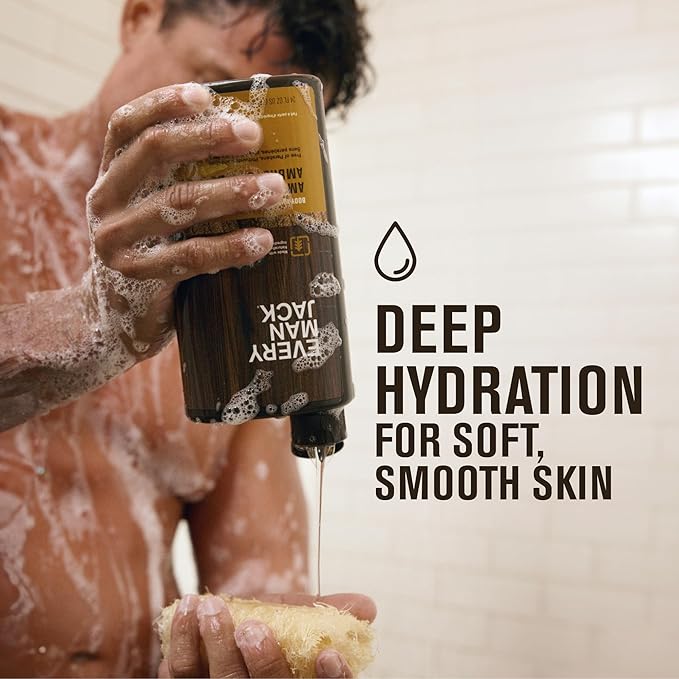 Every Man Jack Men’s Hydrating Body Wash for All Skin Types - Cleanse and Hydrate Skin with Naturally Derived Marine Extracts, Coconut Oil, and a Sea Minerals + Citron Scent - 33.8 fl. oz. - 2 Bottle