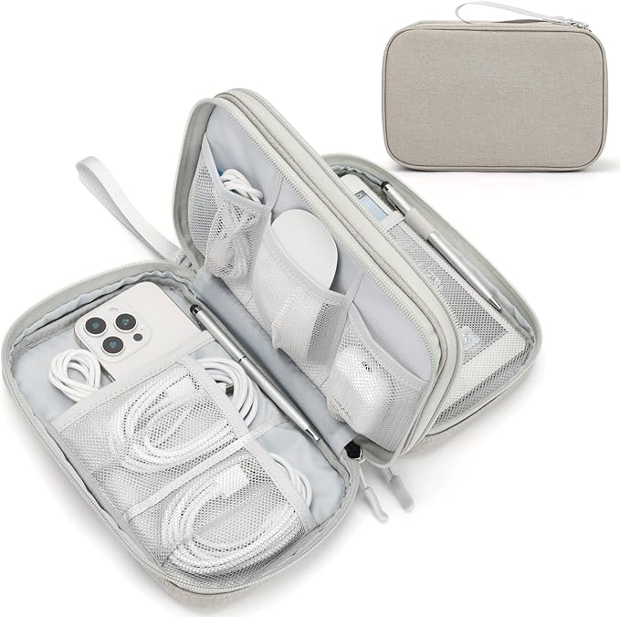 FYY Electronic Organizer, Travel Tech Pouch Bag, Large, Khaki