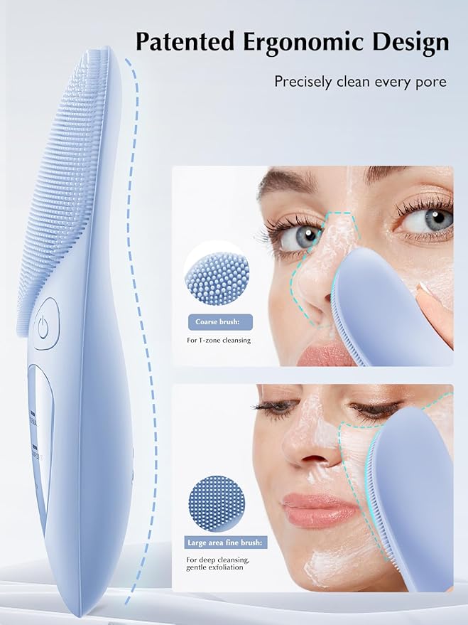 COSLUS JMY05 Silicone Face Scrubber Facial Cleansing Brush, Heat Eye Care