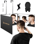 JUSRON 360 Viewing Angle Self Hair Cutting Mirror, Clear Anti-Fog HD Glass (1, Black Without LED with Accessories)