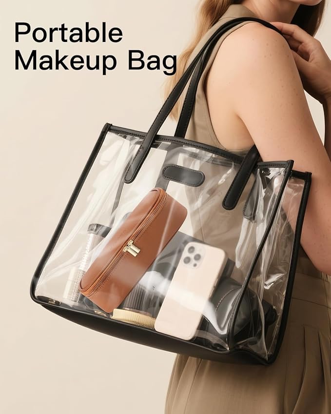 VLANDO Cosmetic Travel Bag with Separate Brush Storage,Brown