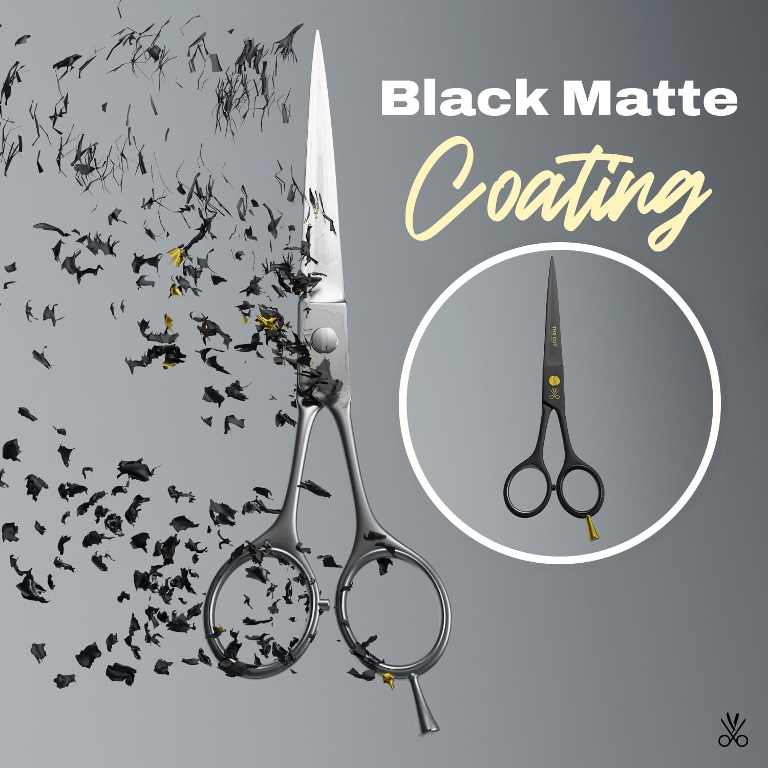 The Cut Factory® 6.5” Matte Black Luxury Hair Scissors – Ultra-Sharp High Carbon Steel Barber Shears for Men, Women & Kids – Gift-Boxed with Leather Pouch For Salon & Home(1x Scissors only)