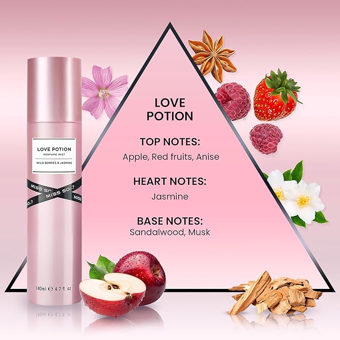So...? Love Potion Perfume Mist - Woody Floral Body Spray for Women - Perfect Gifts for Women - Perfume for Women with 6-Hour Wear - 4.7 oz