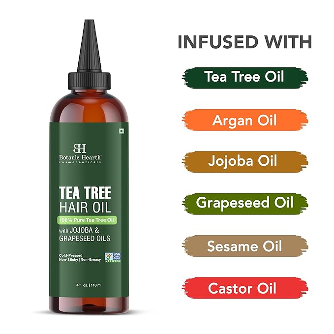 Botanic Hearth 100% Pure Tea Tree Hair Oil For Hair Growth - 4 Fl oz