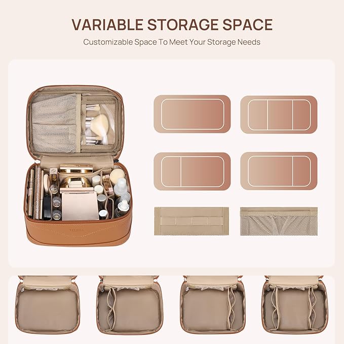 Telena Large Makeup Bag, Travel Toiletry Bag for Women, Vegan Leather