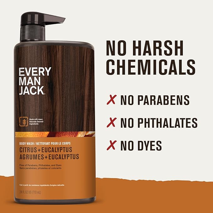Every Man Jack Hydrating Body Wash for Men, Citrus Eucalyptus, 2pk