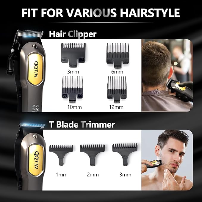 QQTIN Hair Clippers for Men, Cordless & Corded Professional Clippers Set, 7500RPM Rechargeable Hair Cutting Kit with Precision Blades & Guide Combs, Ideal for Barbers & Home Use (Silver)