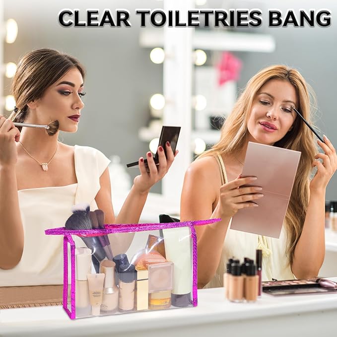 YedsIntu 5 Pack Clear Cosmetic Bags Makeup Bags Set Waterproof PVC Clear Toiletry Bag with Zipper, Makeup Organizer Storage Pouches Fit Carry-on Travel Essentials