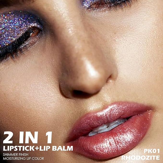 FOCALLURE Pearl Shimmery Lipstick, Moisturizing & Non-Drying, High Pigment Long Lasting Lip Color, Sparkly Shine Finish, Back to School Gift, Rhodozite