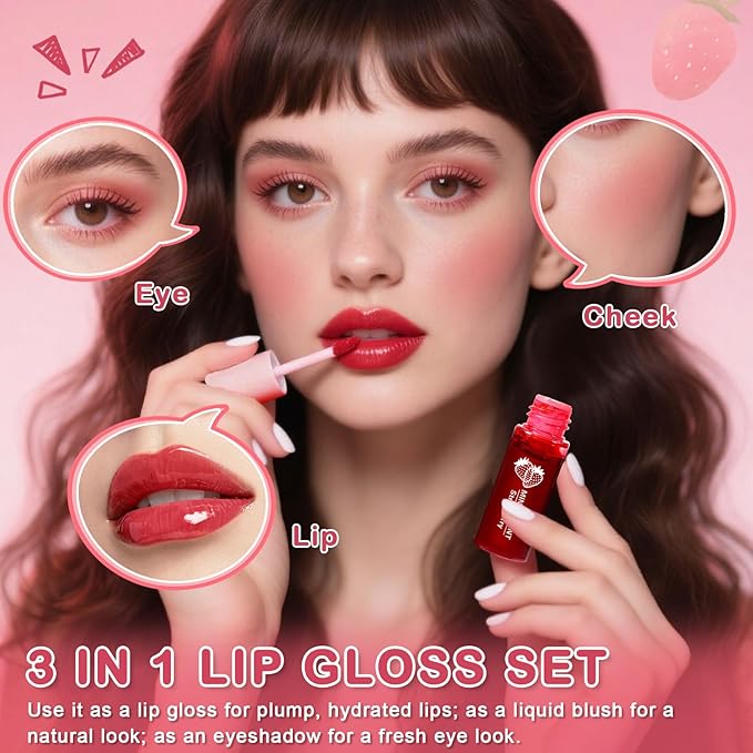 QIUFSSE Lip Tint Stain,6 Colors Mini Lip Stain Long Lasting Waterproof