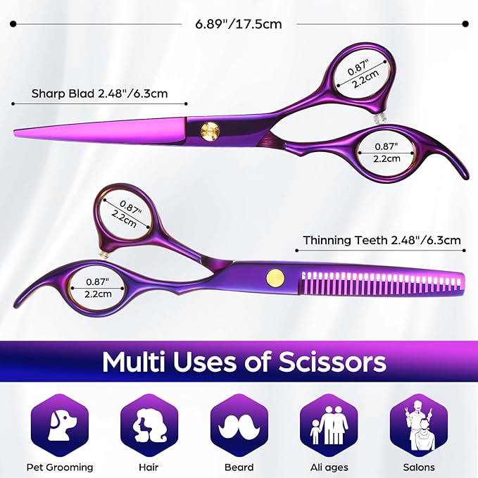 Wenshall Hair Cutting Scissors Professional 6.89 inch Barber Scissors Multifunctional Salon Thinning Scissors Straight Shears Tools for Mother Father Friends' Christmas Gift