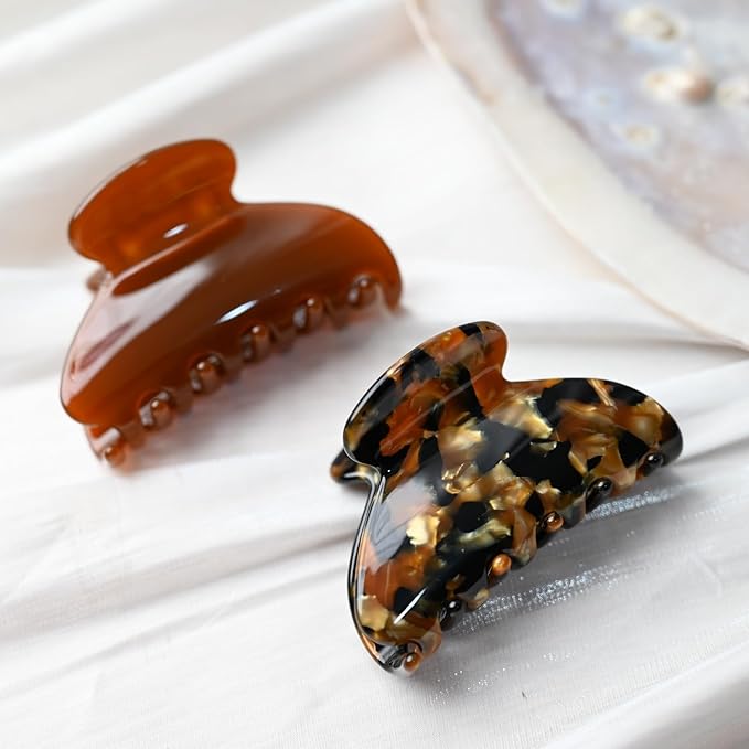 Prettyou Handmade Celluloid Acetate French Design Barrettes Tortoise Shell Claws Hair Claw Luxury Fashion Accessories Hair Clip for Women (black gold)