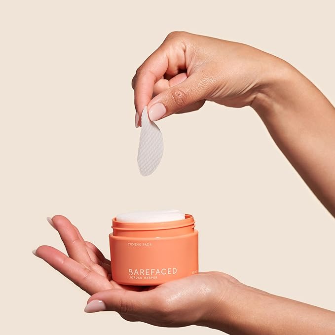 Barefaced Toning and Exfoliating Pads | Glycolic and Salicylic Acid Face Wipes for Blemishes, Dark Spots, and Uneven Texture | Daily Resurfacing Peels for Clear, Glowing Skin (60 Pads)
